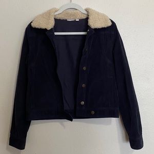Navy corduroy sherpa coat